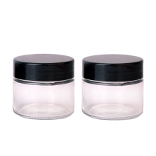 4oz 120ml round Straight Sided Clear Airtight Glass storage Jar with Black Plastic Lids